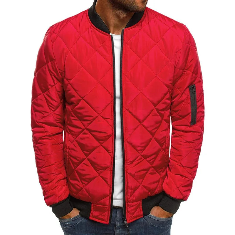 Winter New Jacket Men's Baseball Collar Mesh Pressed Lightweight  Jacket Vintage Flight Casual Long Sleeve