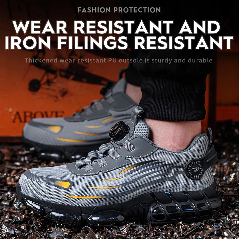 Breathable Lace-Free Safety Shoes for Men with Anti-Puncture Sole