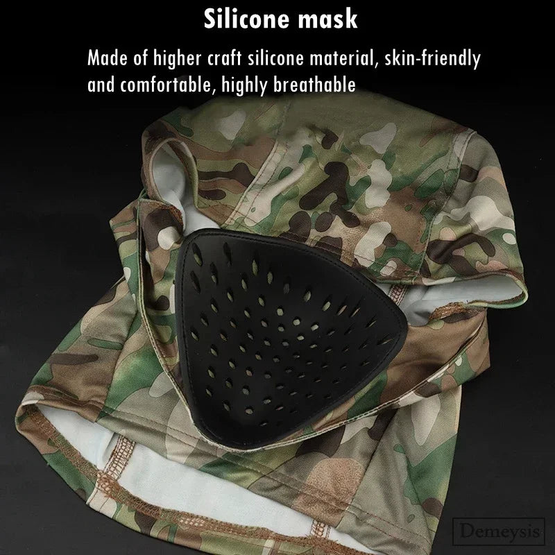 Silicone Half Face Balaclava Tactical Mask For Outdoor Airsoft Hunting