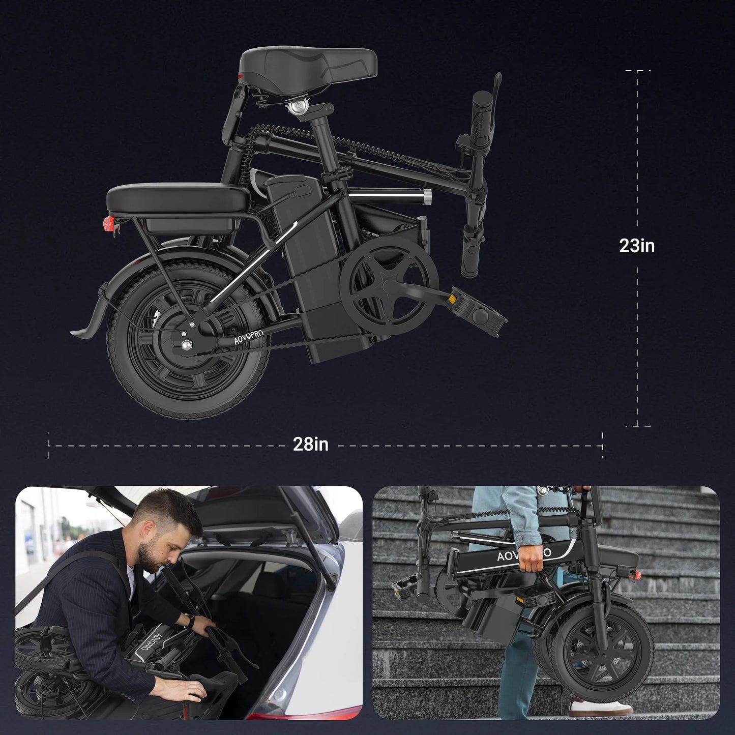 AOVOPRO EB60 Folding Electric Bike 500W 48V Two Seat
