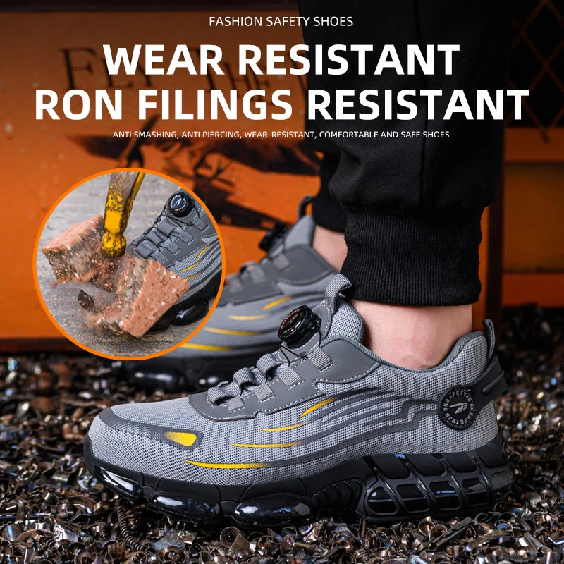Breathable Lace-Free Safety Shoes for Men with Anti-Puncture Sole