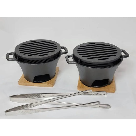 LISM Cast Iron Smores Grill Mini Hibachi Set Outdoor