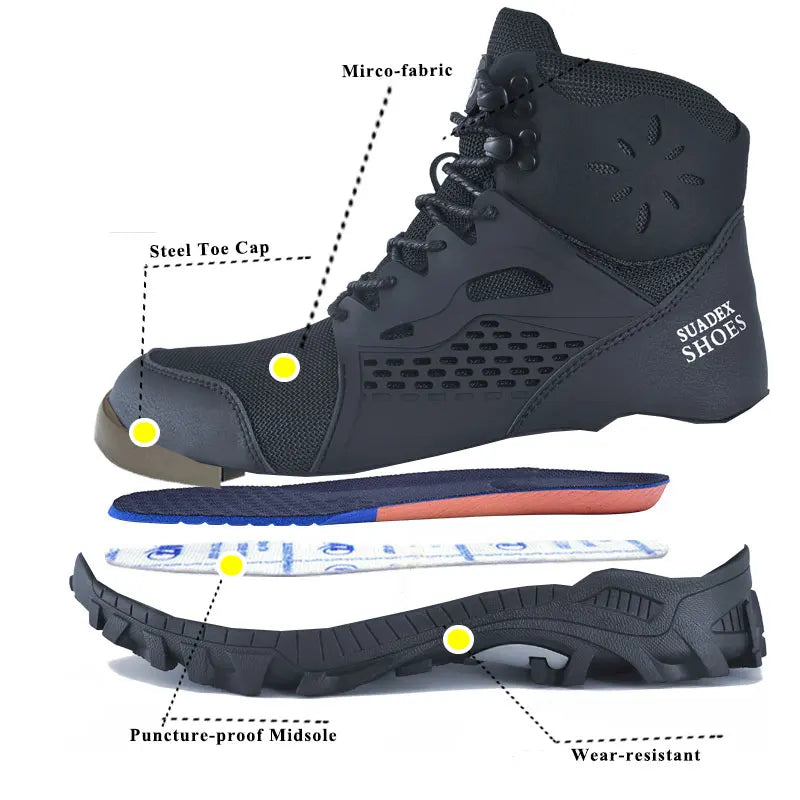 SUADEX S1 Safety Boots Anti-Smash Steel Toe Work Shoes