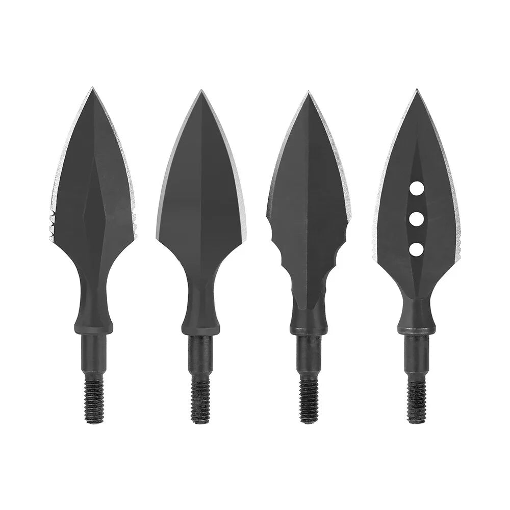 Hunting Arrowheads 6pcs Steel Broadheads 8/32 Standard Thread Screw-in Arrow Points for Recurve Compound Bow Archery Shooting Target Practice Outdoor Hunting Durable High-Penetration Accessories