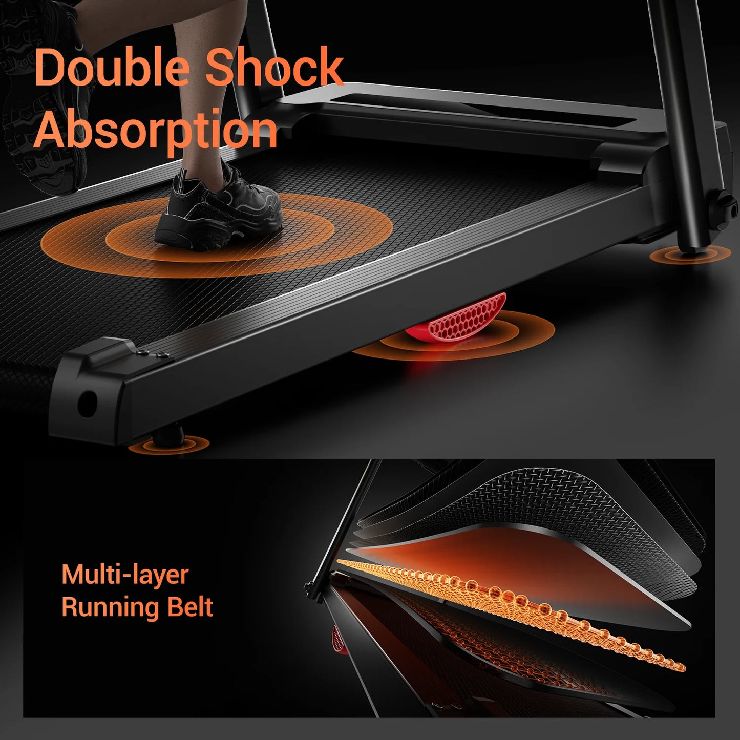 3HP Brushless Foldable Home Treadmill With HR Monitor