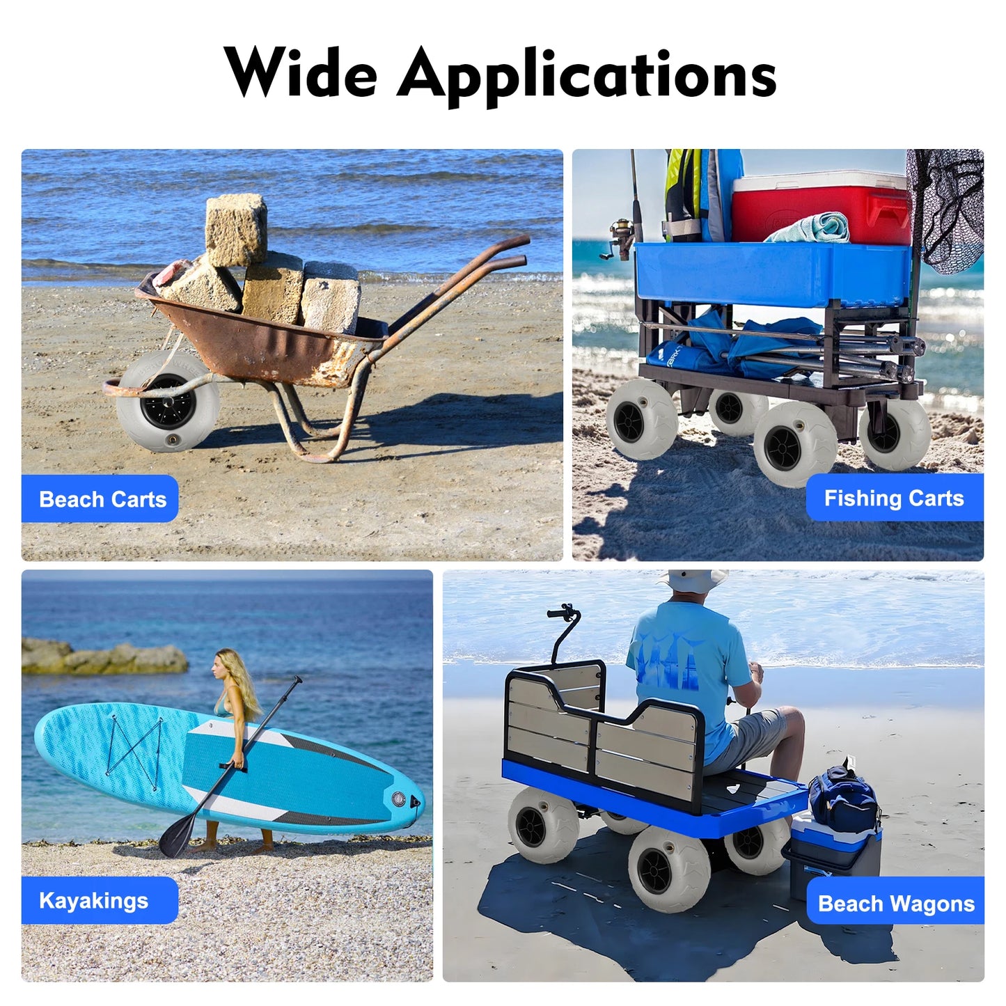 Beach Cart Inflatable Wheels Replacement Tires Two Pack