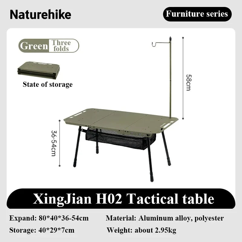 Naturehike H02 IGT Adjustable Folding Camping Table With Storage