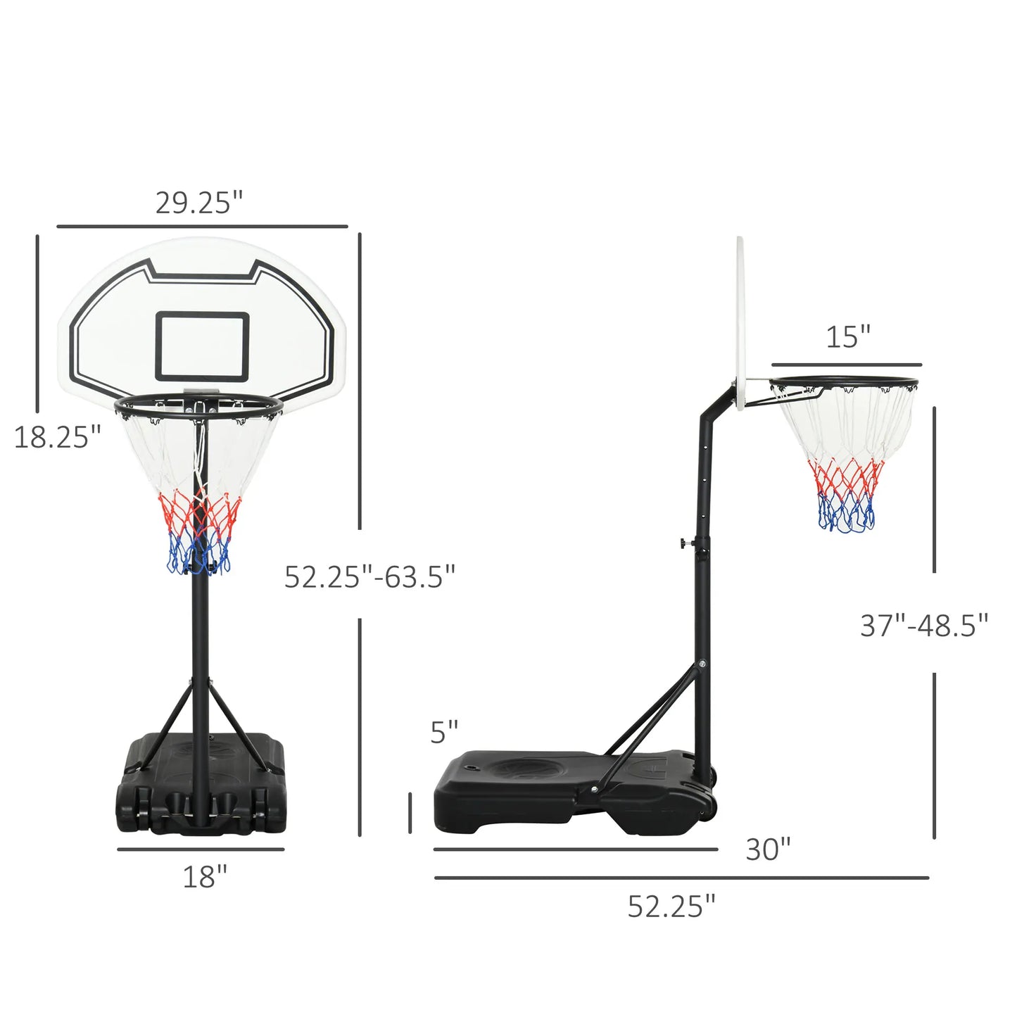 Outdoor Adjustable Basketball Hoop System
