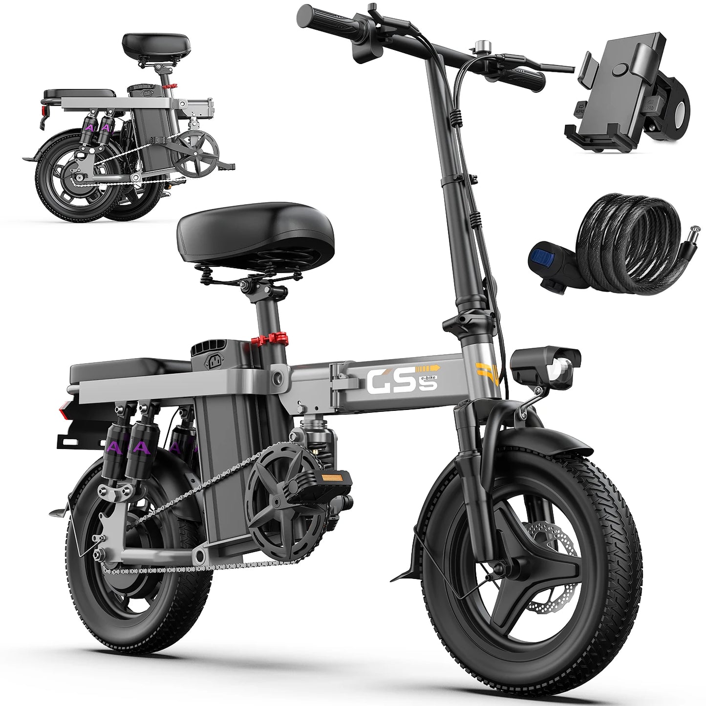 UPlee GS5 Fat Tire 35 Mile Range Folding Electric Bike