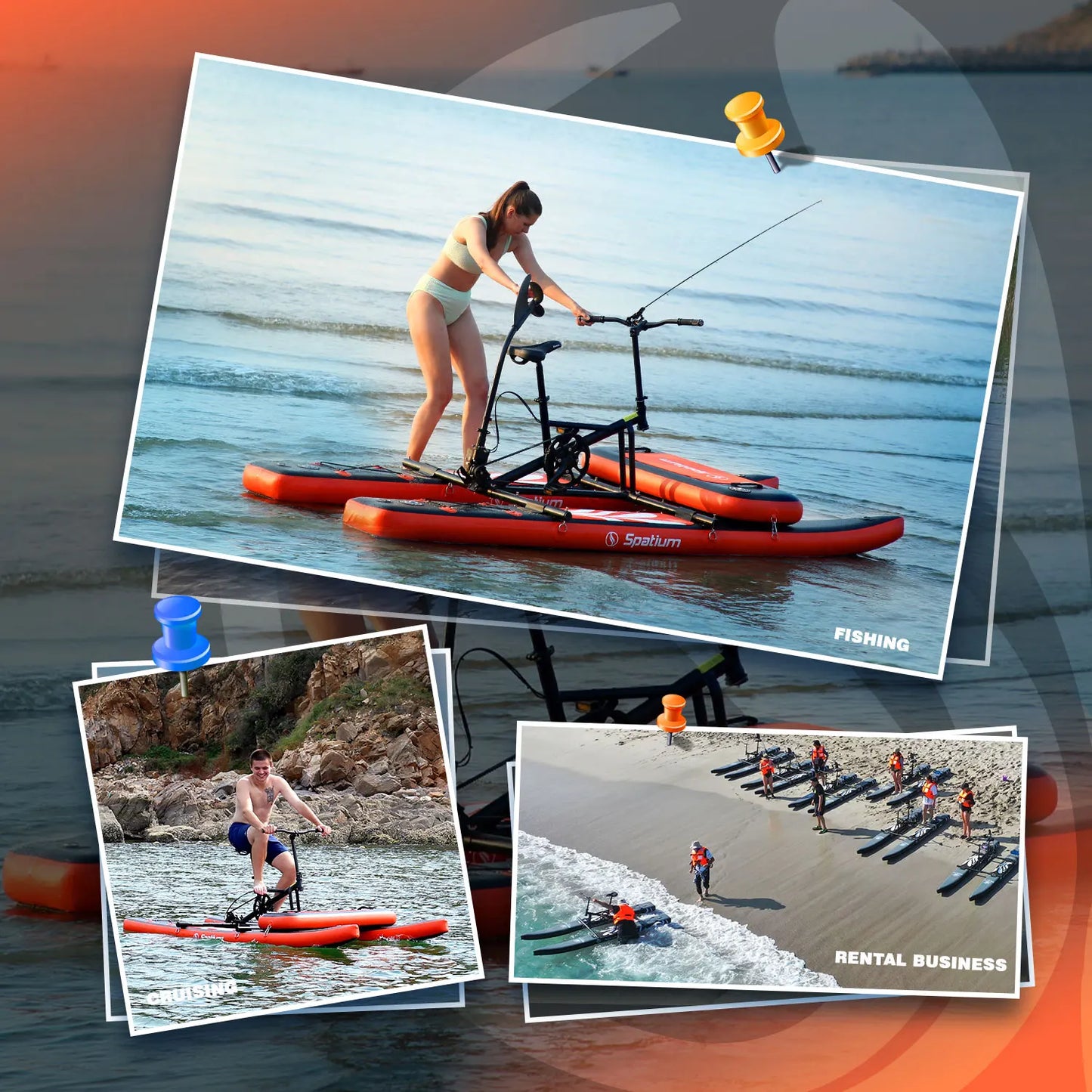 Spatium Water Bike 3.0 Inflatable Pontoon With 3-Blade Propeller