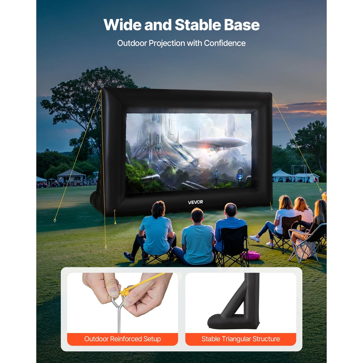 SucceBuy 14/15/16/18/20 FT Inflatable Projector Screen with 120W Air Blower Projector Screen for Outdoor Theater Theme Party