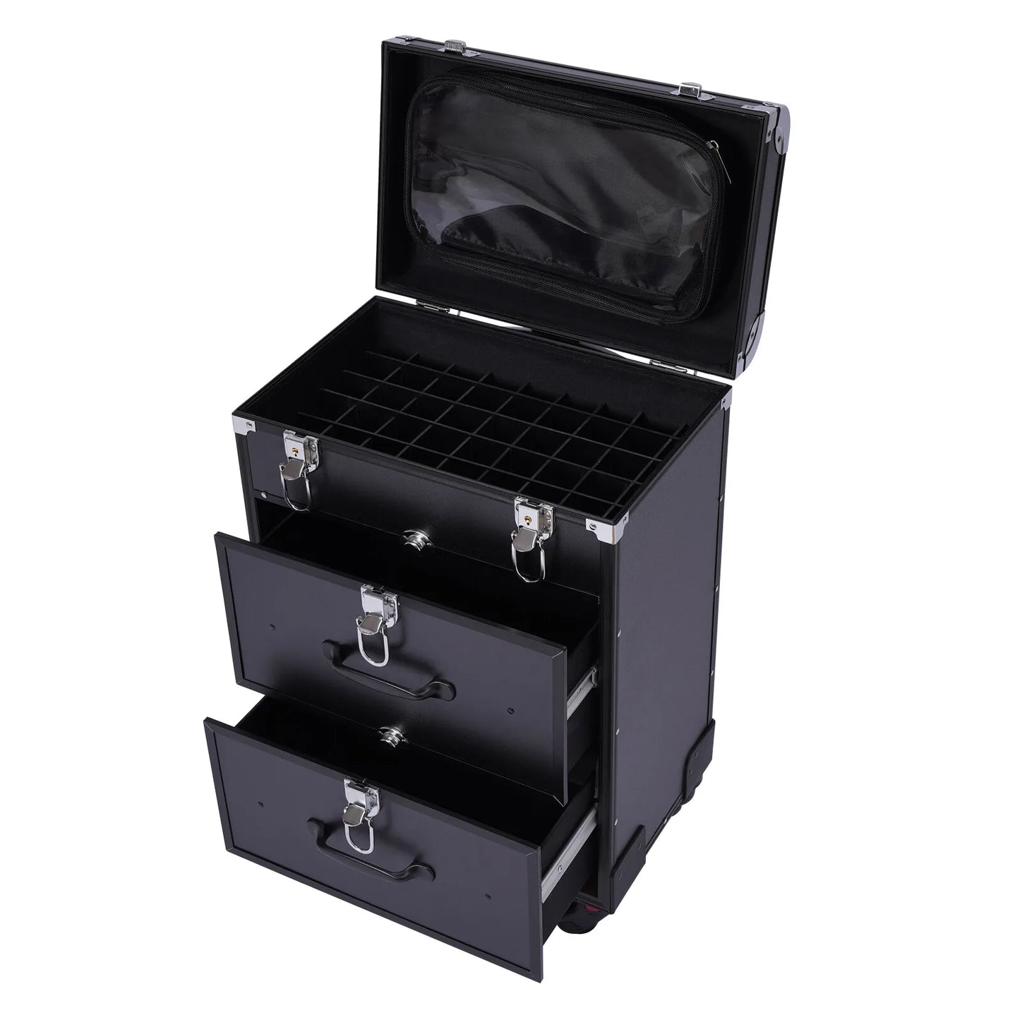 Rolling Makeup Train Case With Dividers And Lock For Travel