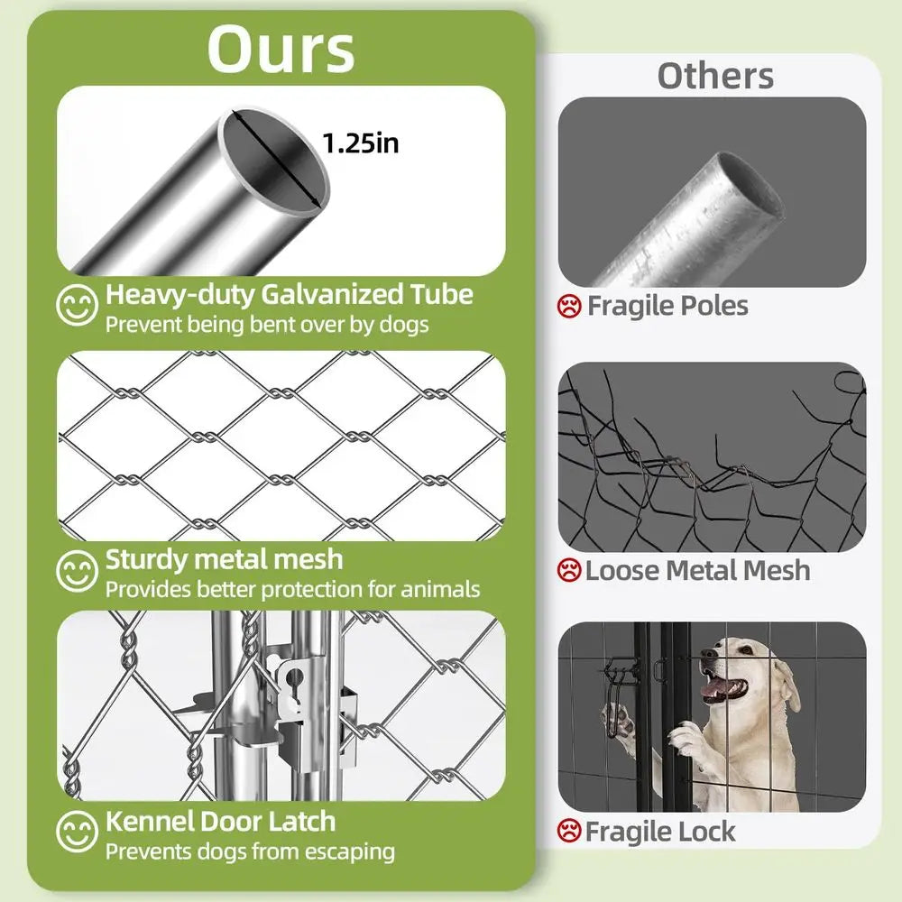 Large Outdoor Dog Kennel Outside,Heavy Duty Dog Enclosure with Waterproof Cover Roof and Steel Fence Security Lock for Dogs93x9