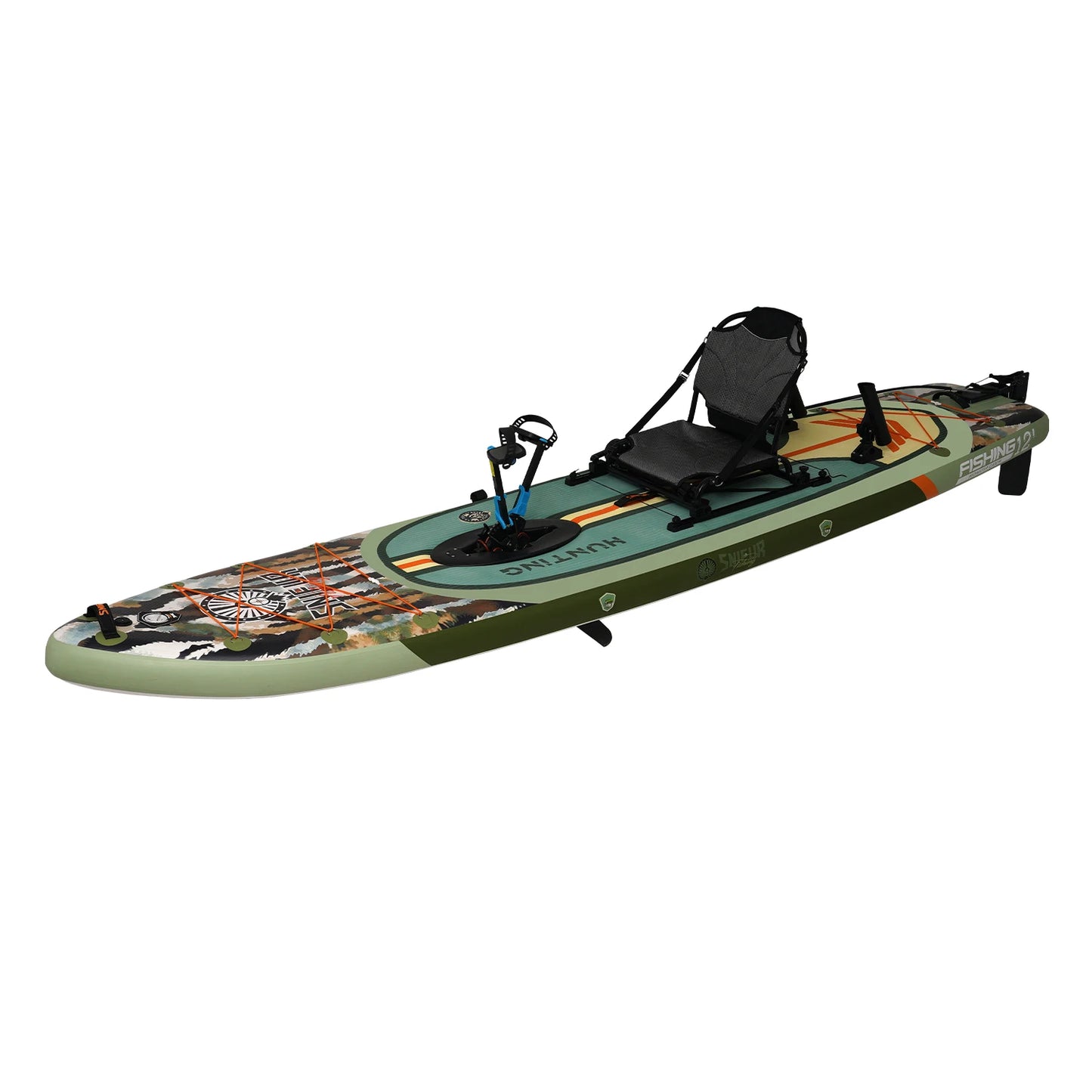 12ft Inflatable Fishing SUP Board Drop Stitch PVC With Pedal Drive Rod Holder Seat Adult Lake River Ocean Outdoor Water Sports