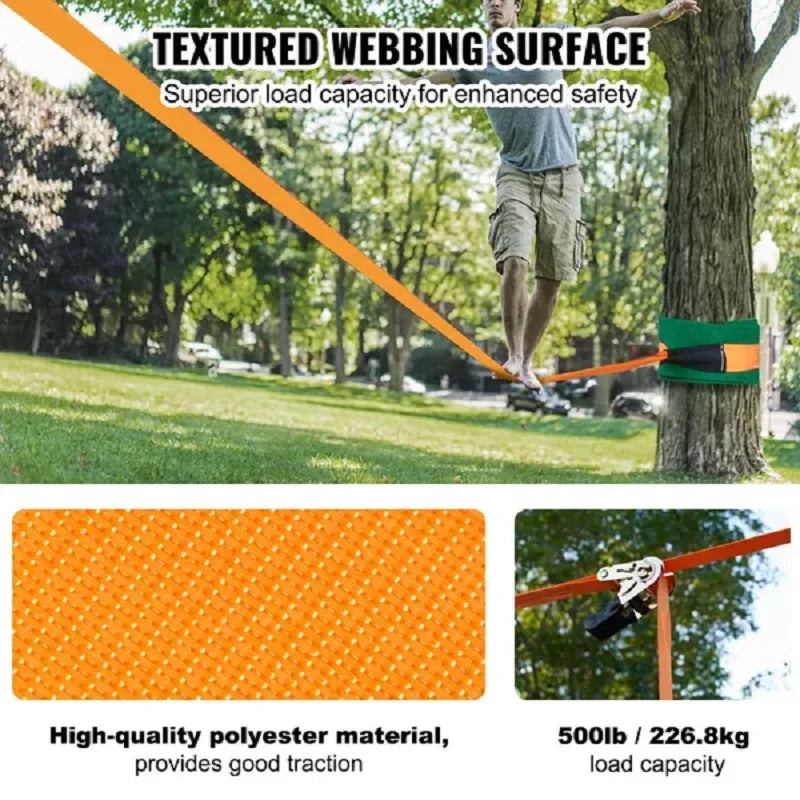 VEVOR Slackline Kit With Training Line For Backyard Fun