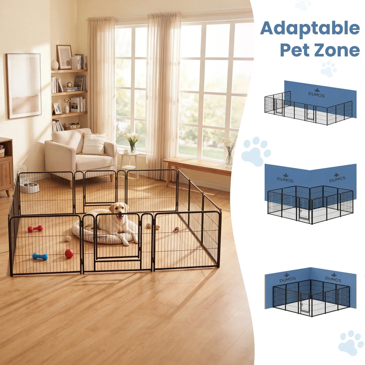 JHK Foldable Metal Dog Playpen Exercise Fence For Indoor Outdoor