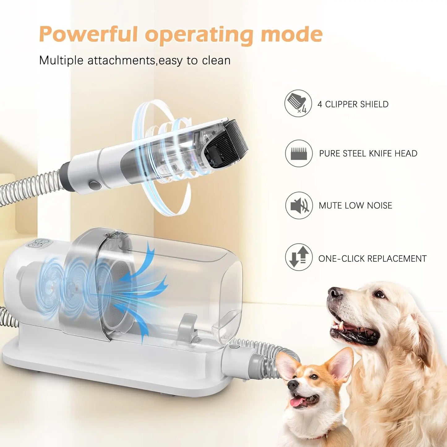 Grooming Vacuum Kit With Low Noise For Dog Cat Hair