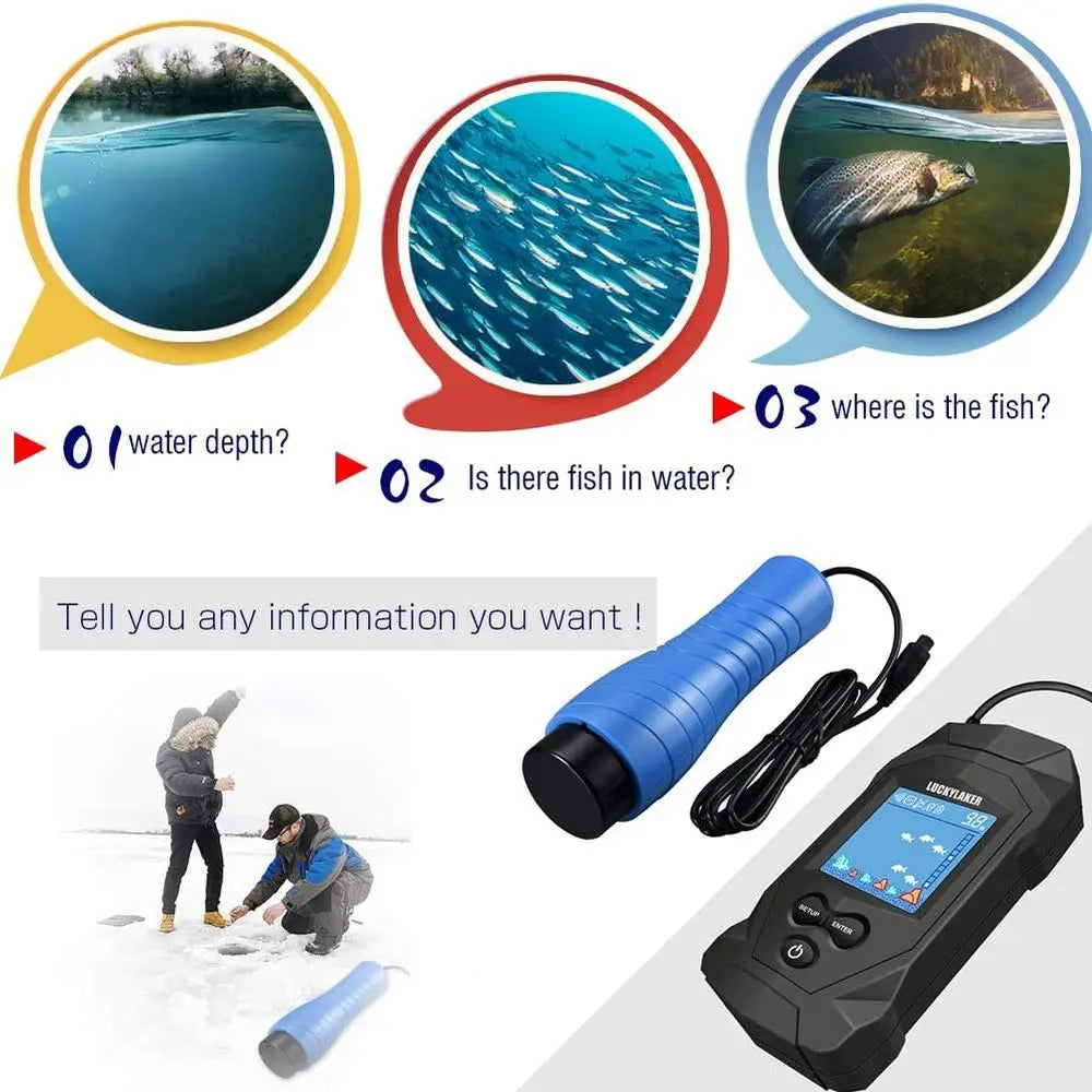 Ice Fishing Handheld Fish Finder With LCD Sonar Display Portable