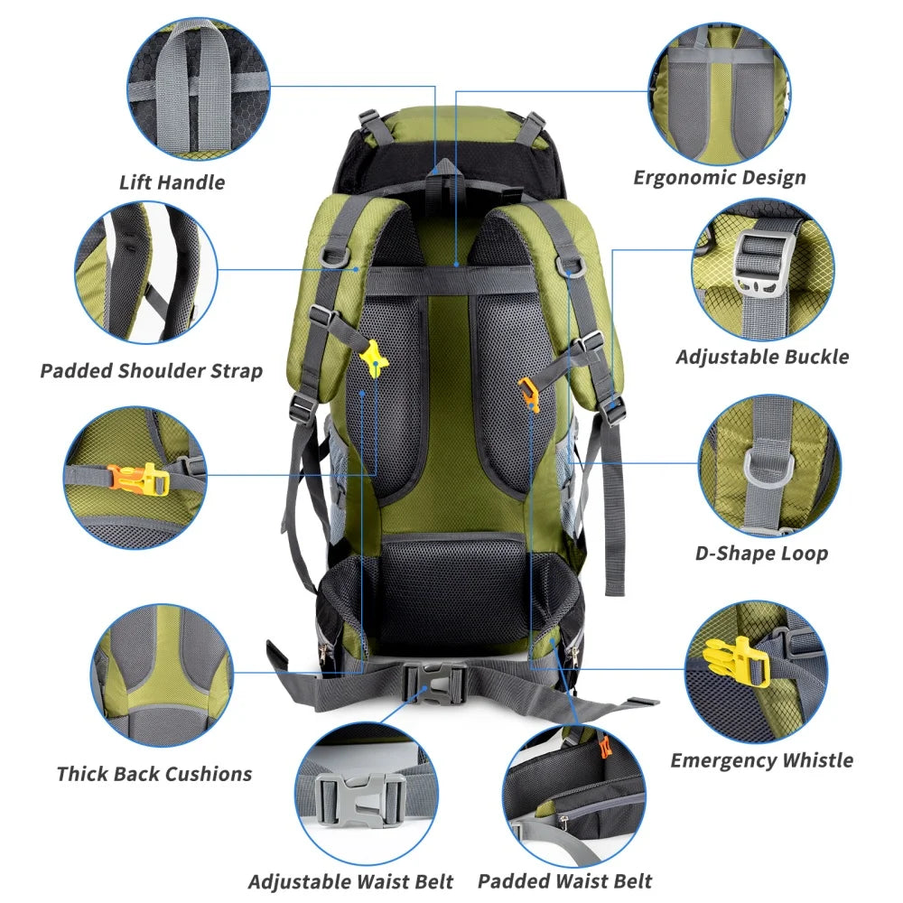 Night Cat Waterproof Hiking Backpack for Camping and Travel
