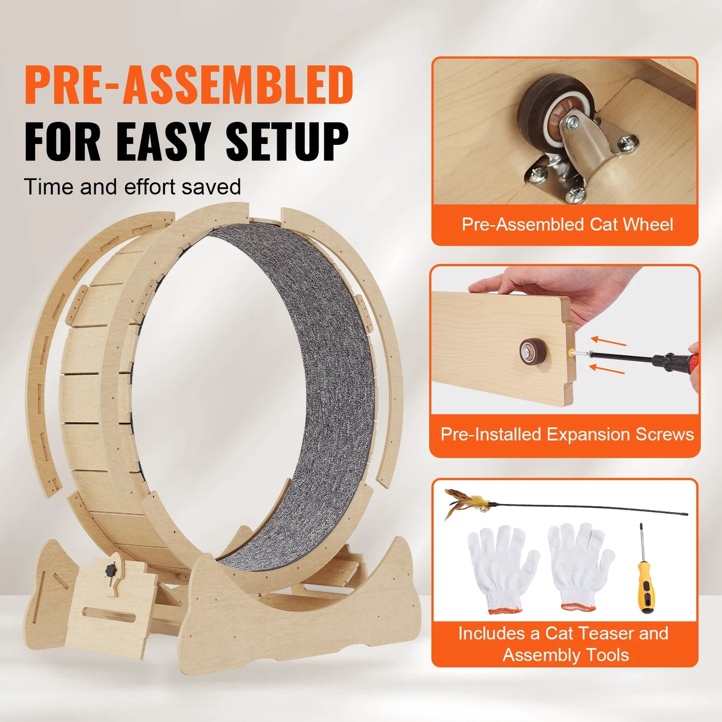Wooden Cat Exercise Wheel For Indoor Running Safe Durable