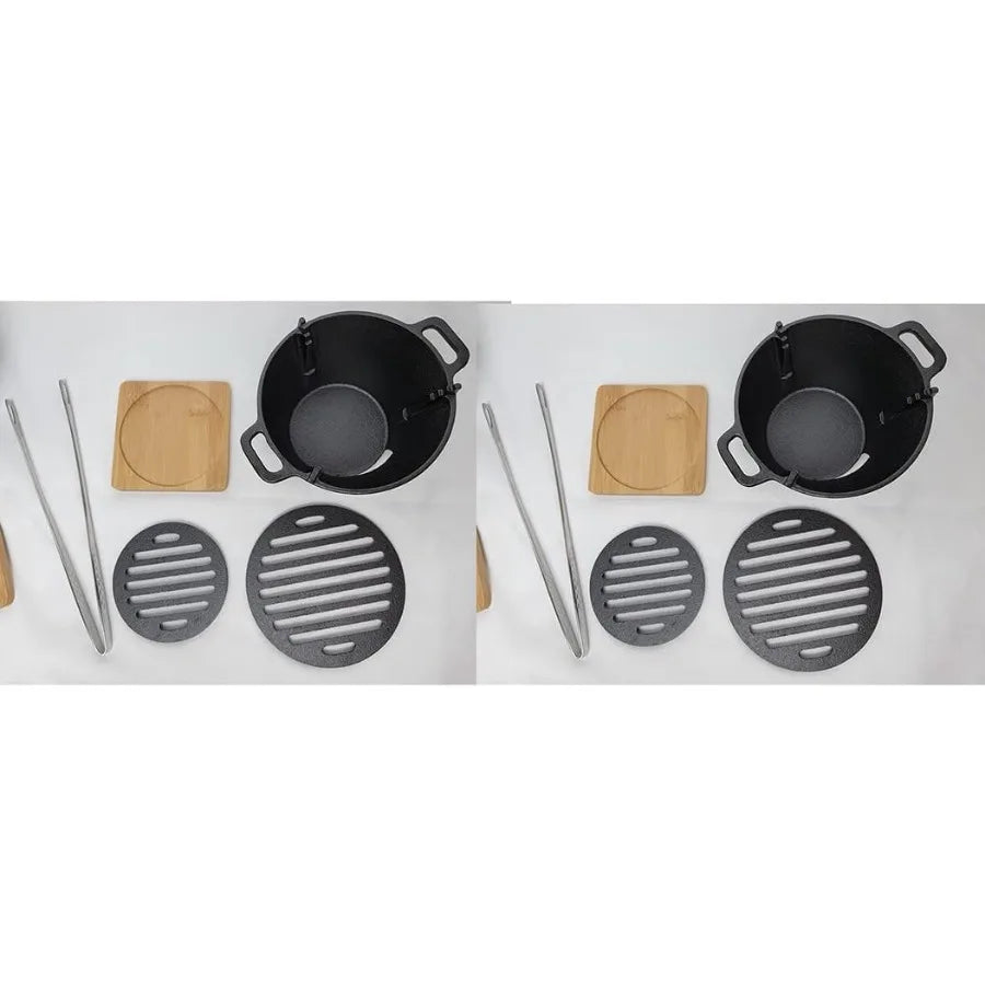LISM Cast Iron Smores Grill Mini Hibachi Set Outdoor