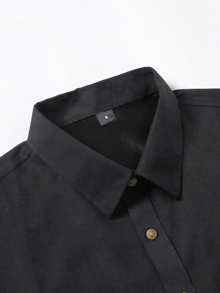Men's Western Style Long Sleeve Casual Shirt with Skull Embroidery