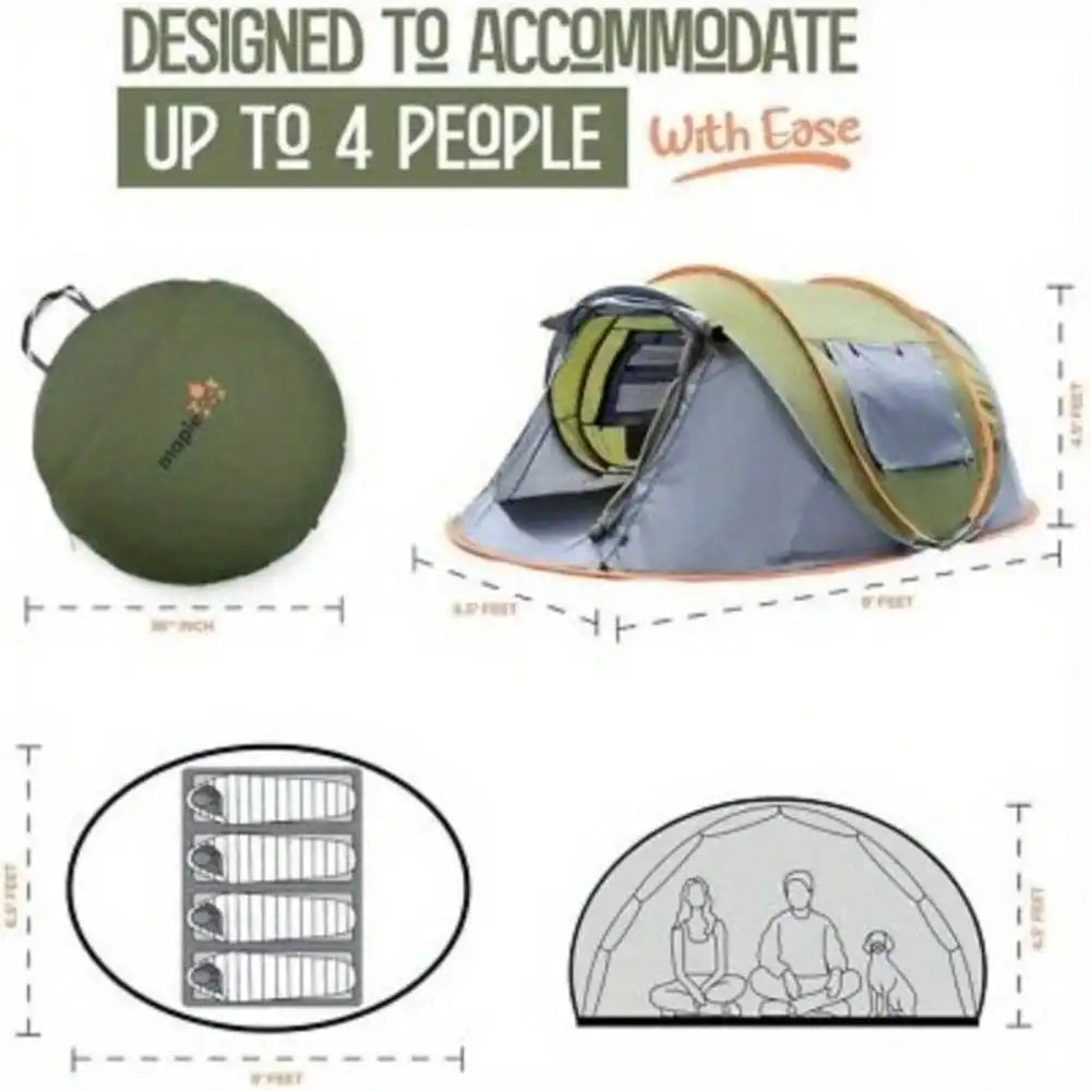 Camping Tent Pop Up With Two Doors UPF50 Waterproof