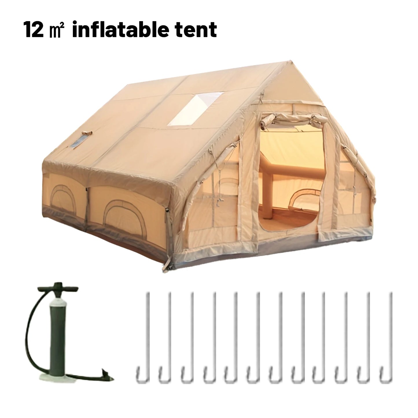 Pakicetus Inflatable Camping Tent With Stove Plug For Family Use