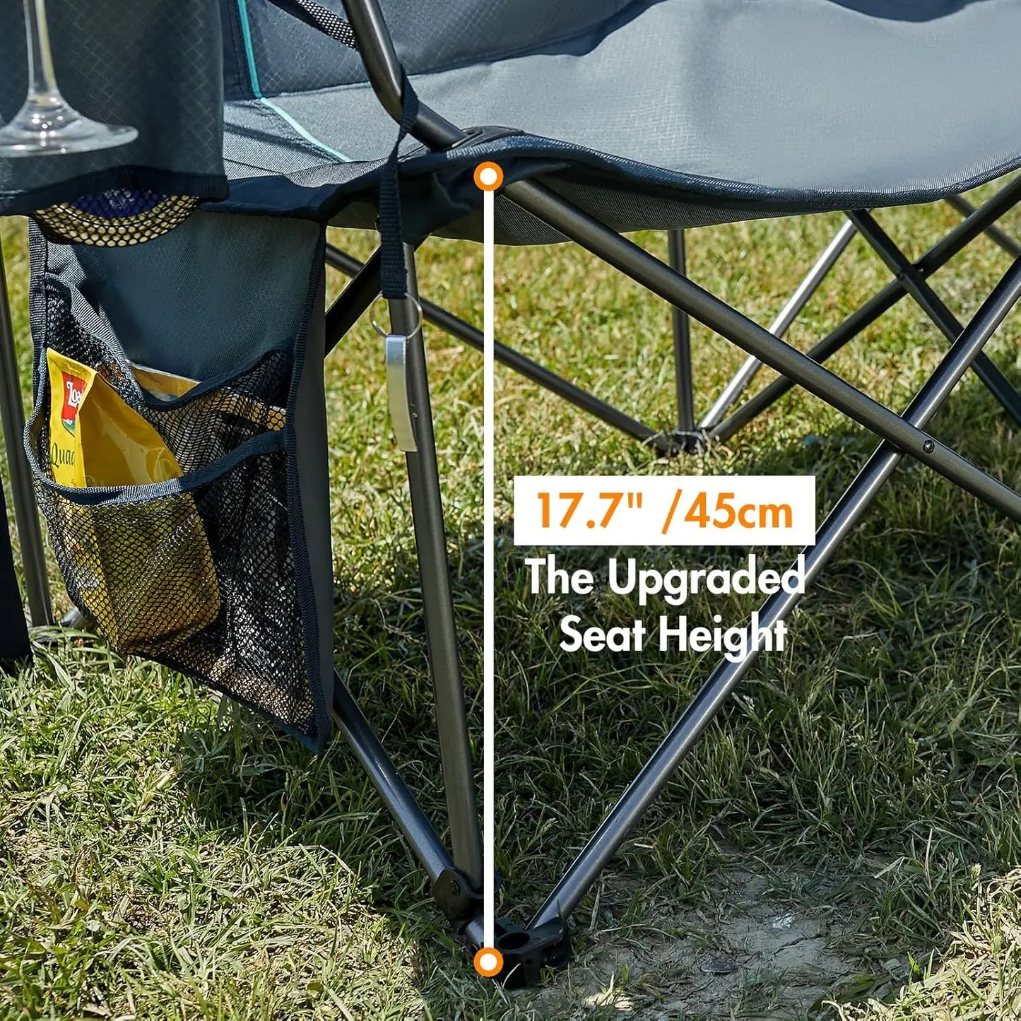Oversized Double Camping Chair With Wine Glass Holder Supports 600LBS