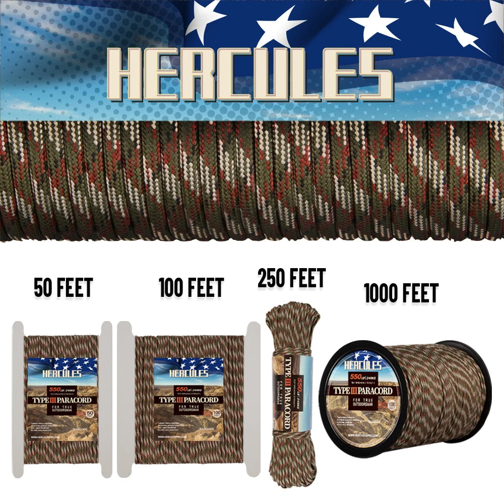 550 Paracord Survival Rope With Seven Core Strands For Camping