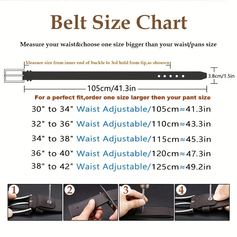 Genuine Leather Retro Western Belt With Alloy Buckle