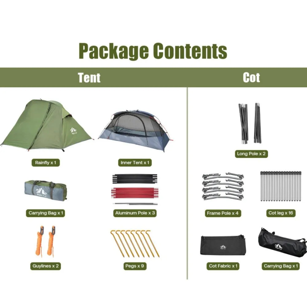 Night Cat Elevated Convertible Camping Cot Tent With Vestibule