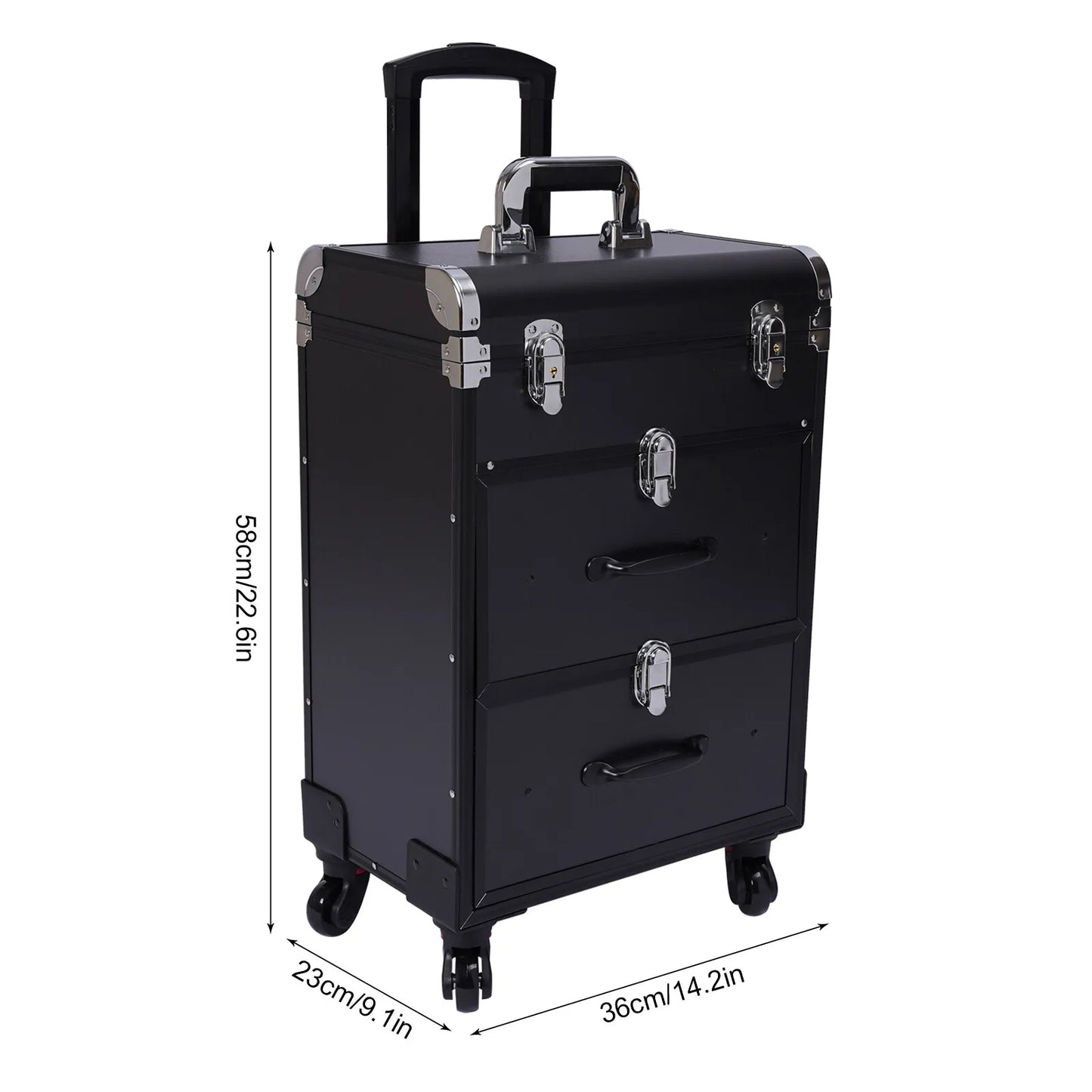Rolling Makeup Train Case With Dividers And Lock For Travel