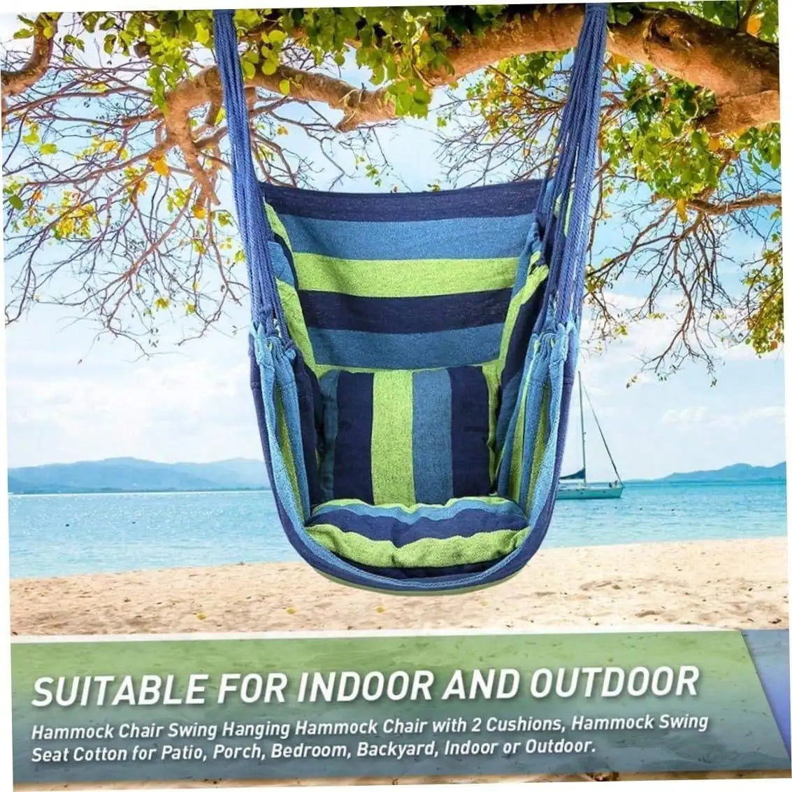 Hammock Swing Chair-Supports Up To 500 Pounds And Is Suitable For Both Indoor And Outdoor Use. Designed For Bedrooms, Gardens,