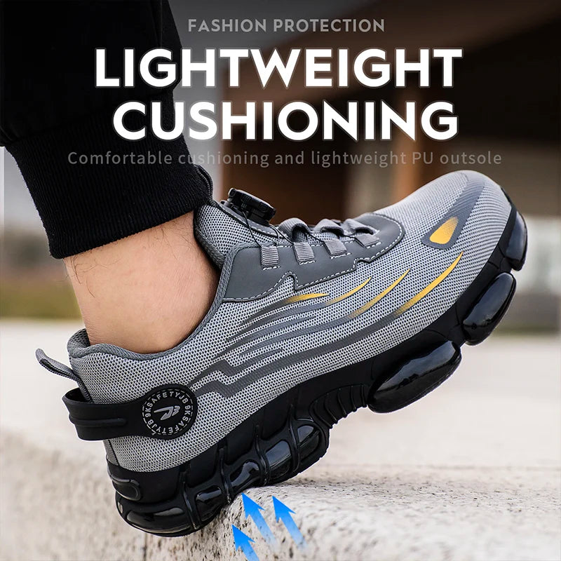 Breathable Lace-Free Safety Shoes for Men with Anti-Puncture Sole