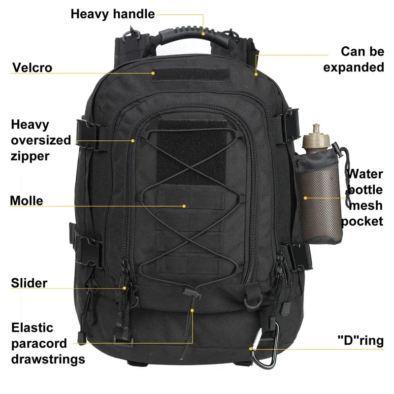 Tactical Water Resistant Hiking Travel Backpack With Laptop Compartment