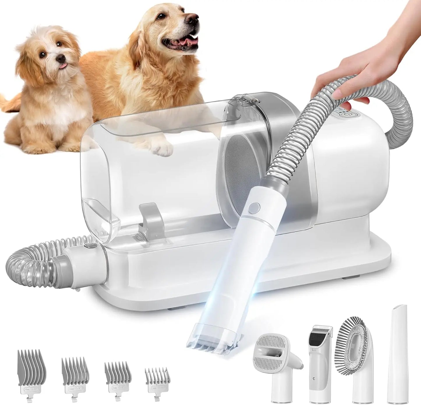 Pet Grooming Vacuum Kit With Low Noise And 5 Tools For Dog Cat Hair