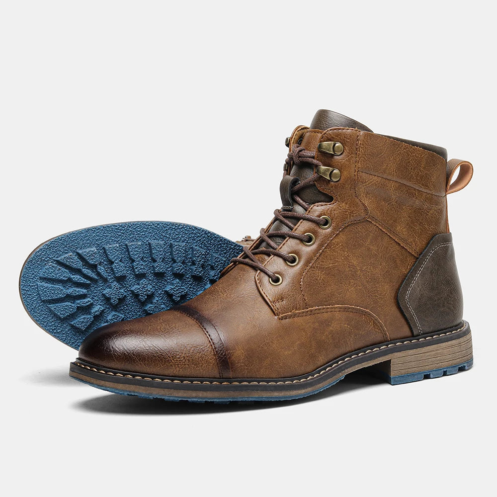 Men's Classic Leather Ankle Boots With Zipper And Comfortable Fit