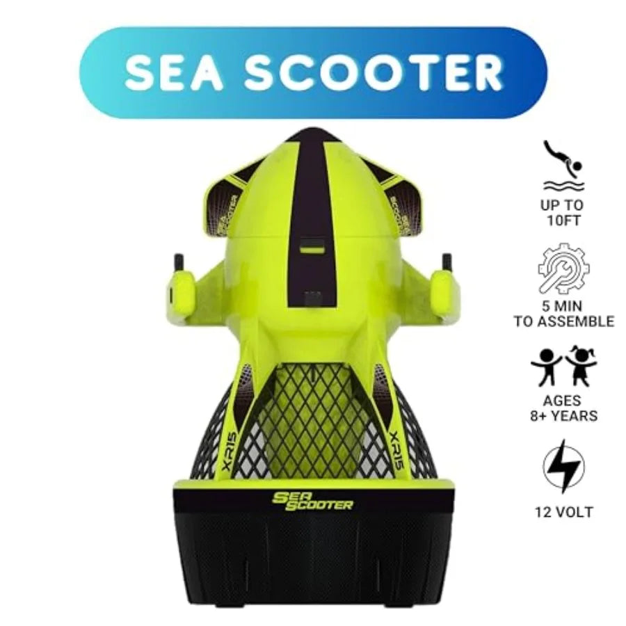 Underwater Sea Scooter for Adults: ABS Plastic, Blue, 12V Battery Powered with GoPro Mount, Electric Pool Ocean Diving Scooter