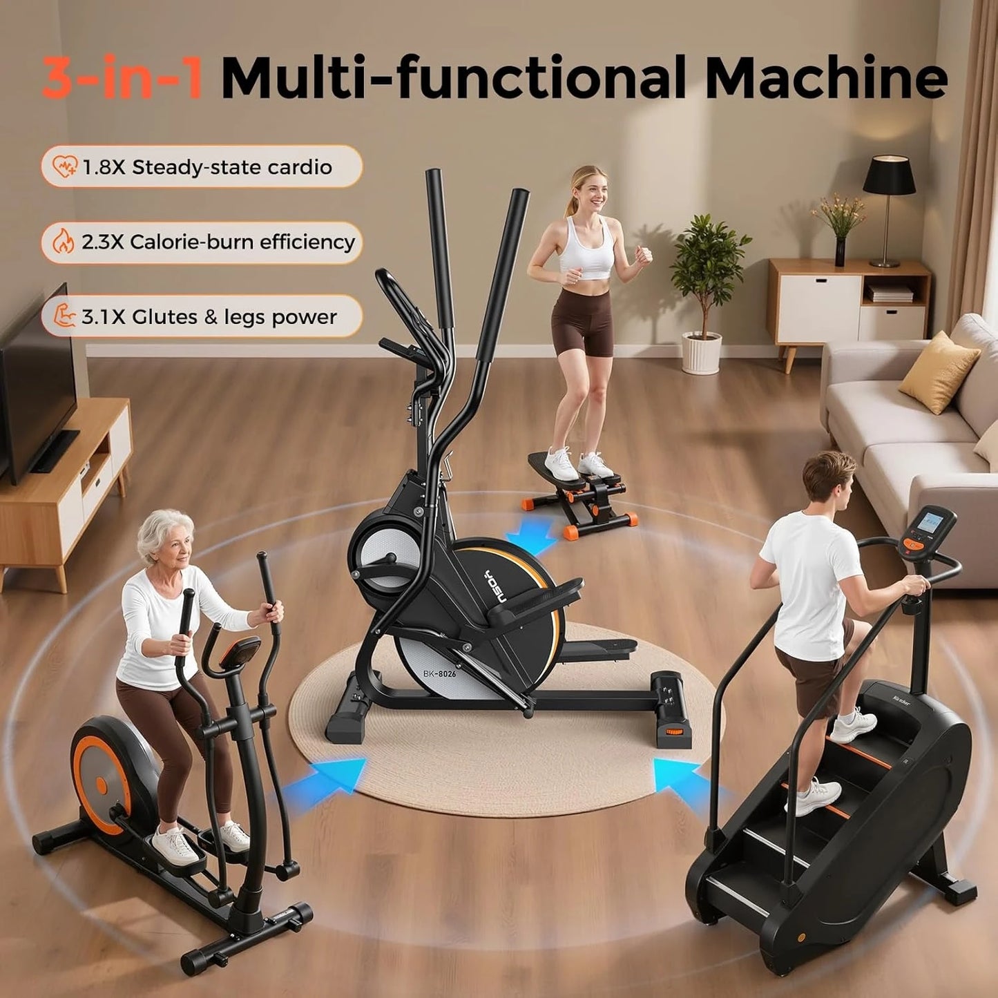 YOSUDA Three In One Elliptical Workout Machine For Home
