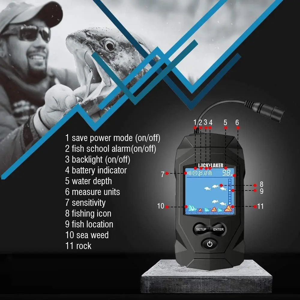 Ice Fishing Handheld Fish Finder With LCD Sonar Display Portable
