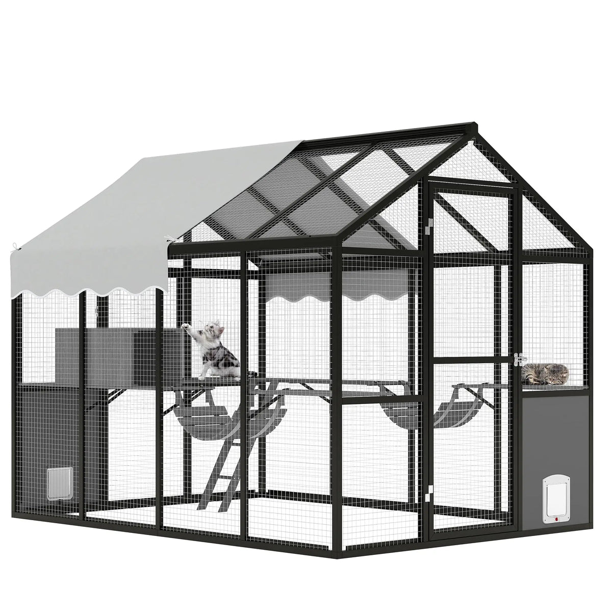 HiMISS Aluminum Outdoor Catio Enclosure Walk In Cat Run