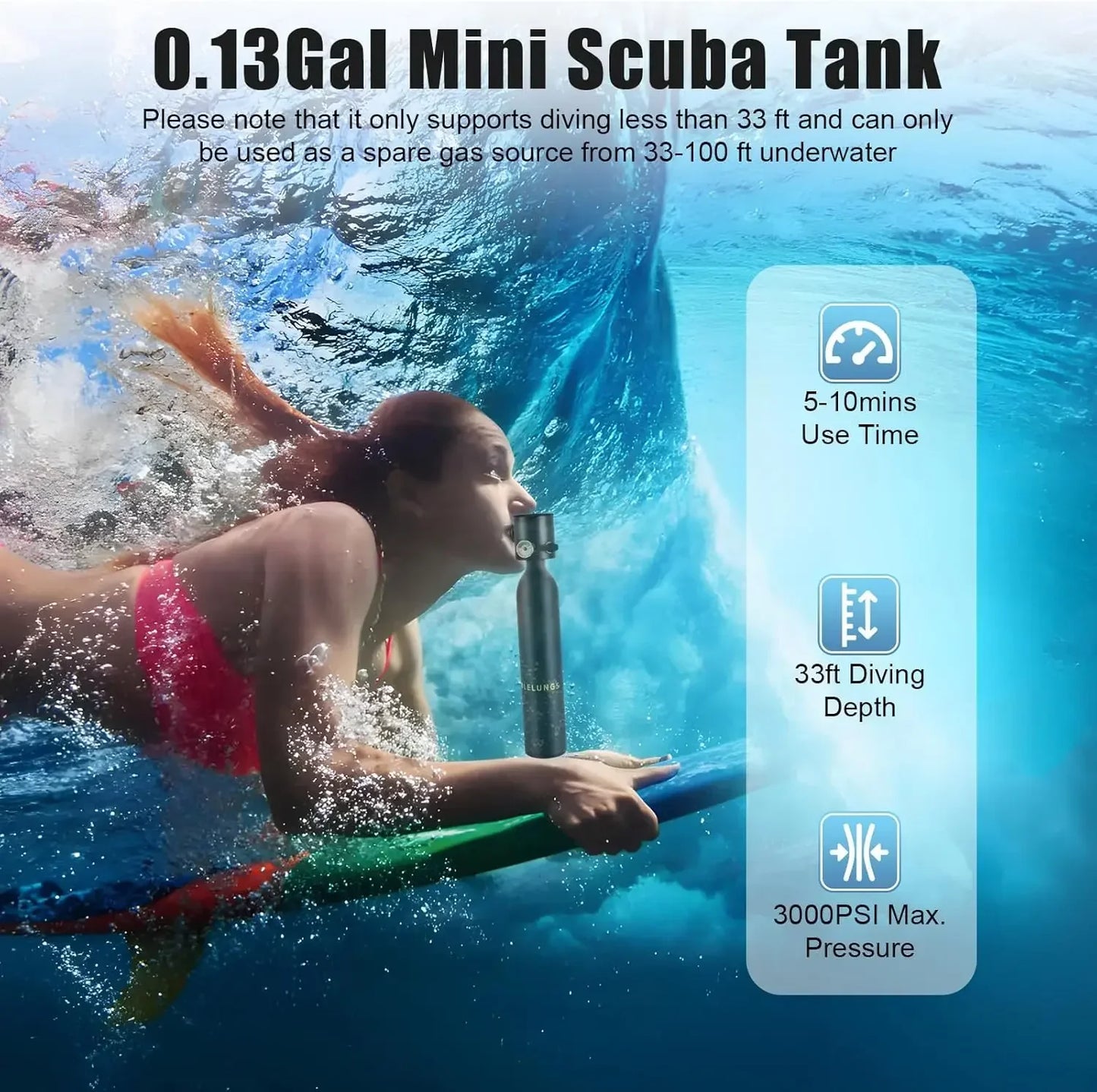 Portable 0.5L Mini Diver Oxygen Tank For Underwater Breathing