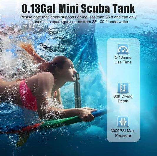 Portable 0.5L Mini Diver Oxygen Tank For Underwater Breathing