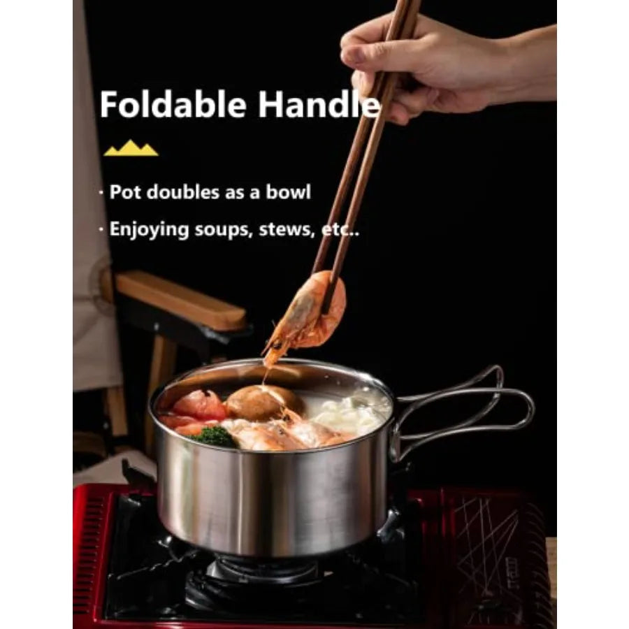 OLOEY Stainless Steel Camping Cookware Set For Outdoor Use