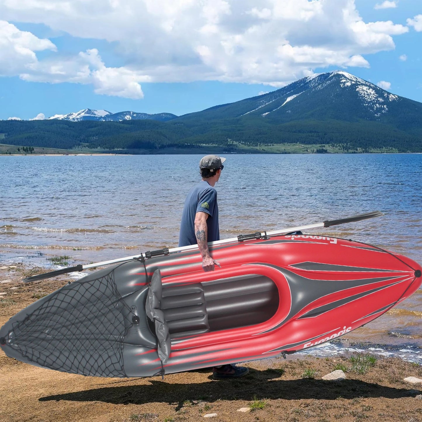 HHSJZWCY Inflatable One Person Fishing Kayak for Lakes and Rivers