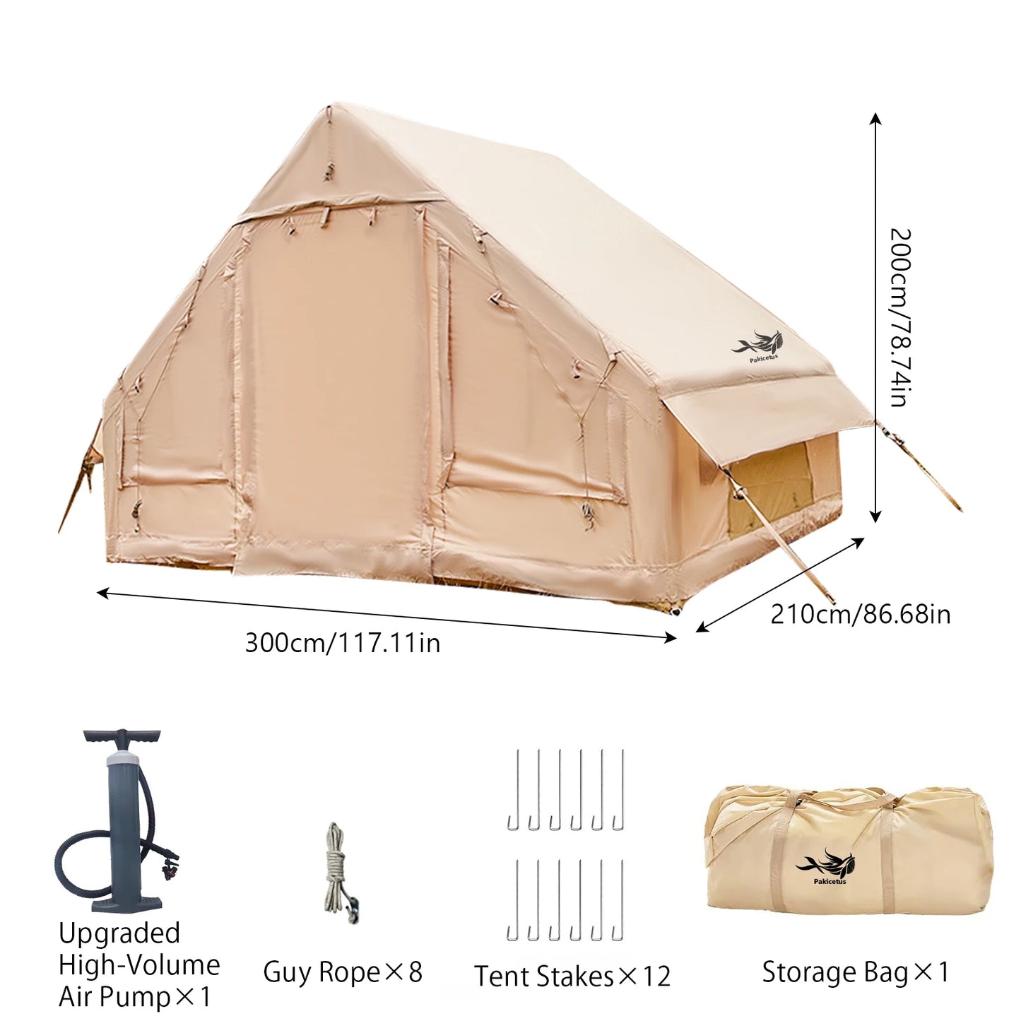 Pakicetus Inflatable Tent With Skylight Quick Setup For Family Camping