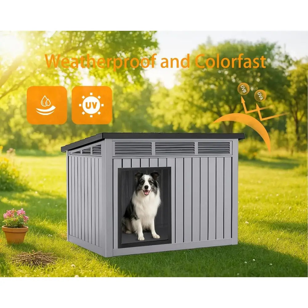 Weatherproof PP Resin Indoor Outdoor Dog House With Openable Roof