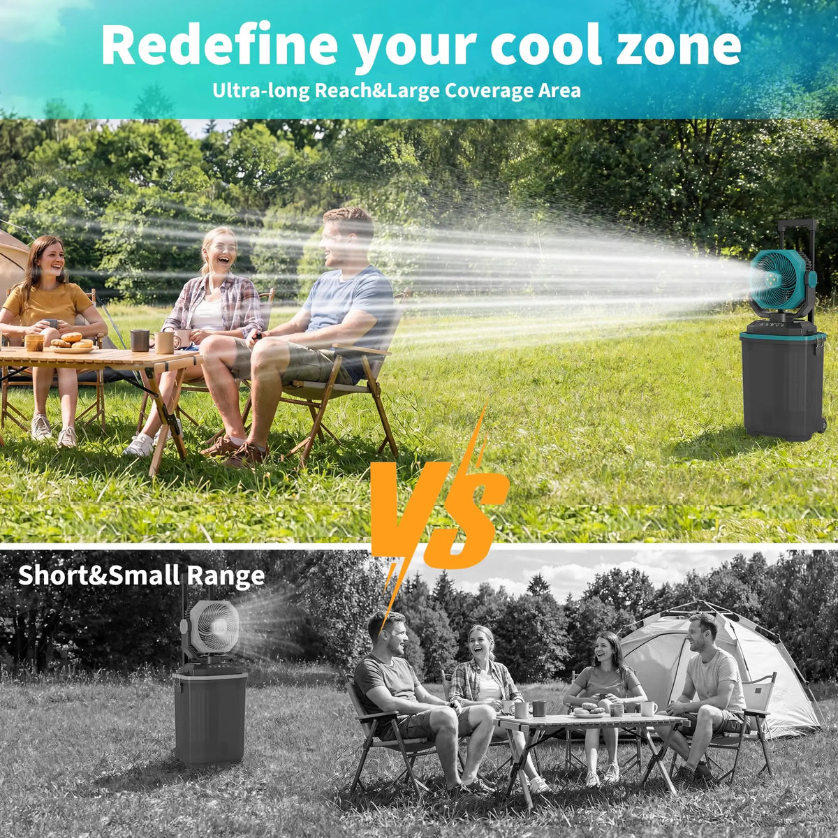 HiMISS Portable Misting Bucket Fan With Remote And Rechargeable Battery