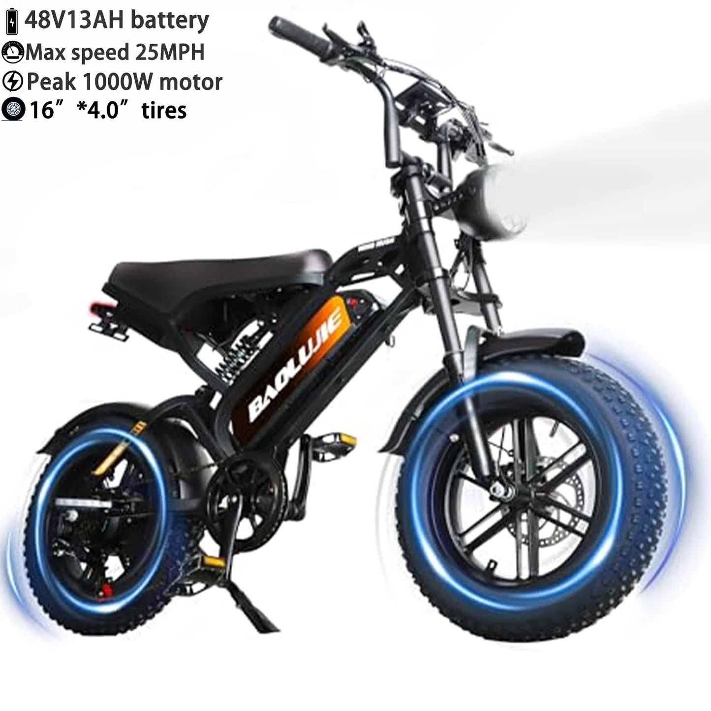 Baolujie Peak Dual Motor Electric Bicycle 48V Battery For Adults